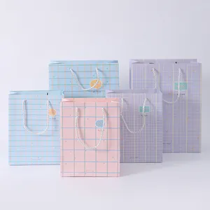 Yojocsy — sac en papier modèle multifonctionnel, fourre-tout à carreaux rayés artisanales, emballage cadeau, vente en gros