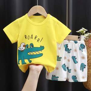 Costume à manches courtes pur coton été nouveau garçon vêtements bébé vêtements femme t-shirt vêtements pour enfants en gros - Product Image 5