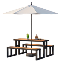 Ensemble table et chaises de cantine modernes en acier avec banc - Utilisation scolaire durable