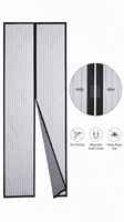 Brillink Rideau de porte magnétique en maille noire, robuste, anti-insectes, coupe-vent, lavable, 100% polyester, design moderne, sans perçage