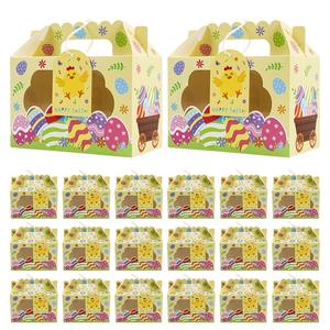 กล่องกระดาษลูกฟูกคราฟท์รีไซเคิลแบบใหม่ กล่องใส่ขนมรูปทรงสี่เหลี่ยม กล่องใส่คุกกี้สำหรับงานอีสเตอร์ กล่องใส่เค้กแบบถือได้ ขายส่ง - Product Image 3