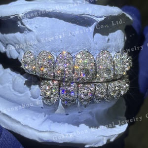 カスタムメンズ女性トップボトム6 8 10 S925シルバーVVSビッグモアッサナイトラボダイヤモンド10K 14K 18Kソリッドローズゴールド歯ファイングリルズ - Product Image 4