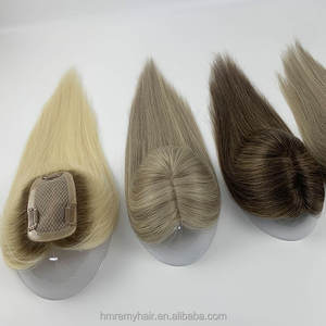 Topper de cheveux humains vierges invisibles russes européens 100% 3*5 Mono Base #<span class=keywords><strong>2</strong></span> brun foncé couleur Ombre soie 14 ''16'' postiche pour femmes - Product Image 2