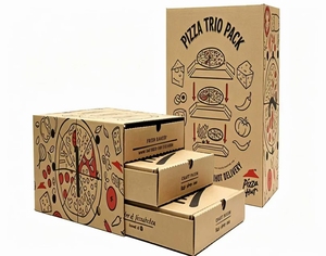 Caja <span class=keywords><strong>de</strong></span> Transporte para <span class=keywords><strong>Pizza</strong></span> Personalizada con Eslogan, Resistente al Aceite, Corrugada, con Impresión <span class=keywords><strong>de</strong></span> URL, para Entrega <span class=keywords><strong>de</strong></span> Comida Rápida - Product Image 1