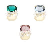 Pendientes de resina con diseño de flor para mujer, joyería elegante de 18k con corte de Esmeralda, chapado en oro, diseño de arte Original