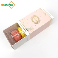 3 paquets de boîte-cadeau en papier macaron imprimé personnalisé pour les mini boîtes à tiroirs d'emballage de macarons à biscuits