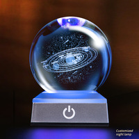 Petite quantité minimale de commande, sphère en cristal transparent K9 avec base lumineuse tactile LED, boîte cadeau, gravure laser 3D personnalisée, boule de cristal pour la revente, souvenir