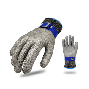 Gants de sécurité anti-coupure niveau 9 <span class=keywords><strong>en</strong></span> <span class=keywords><strong>maille</strong></span> d'acier inoxydable 316L pour boucher, abattage, découpe de viande et pêche - Product Image 4