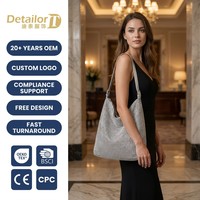Tas Desainer Bermerek Kain Berhias Kristal Rhinestone Berkualitas Tinggi, Clutch Malam untuk Pesta Pernikahan Pengantin Prom Dompet Resleting