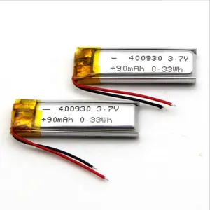 แบตเตอรี่ความจุขนาดเล็กแบตเตอรี่ลิเธียมโพลิเมอร์ 3.7V 400930 90mah แบตเตอรี่ลิเธียม