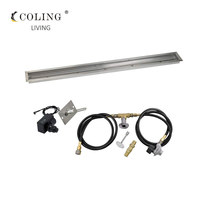 Kit de brûleur à gaz linéaire en acier inoxydable 304 à allumage manuel, flamme réelle, pour intérieur et extérieur, accessoires de cheminée à gaz autoportante