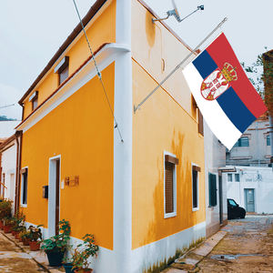 Personnalisable 3x5ft Serbie Drapeau Simple Face Imprimé Durable Polyester Soie Matériau Métal Poteau pour Automobile Affichage National - Product Image 3