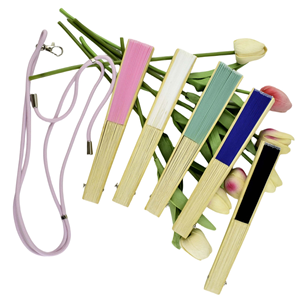 Bonito diseño, 21 cm, 8 pulgadas, <span class=keywords><strong>abanico</strong></span> de mano de bambú <span class=keywords><strong>barato</strong></span> con mango de bambú y estampado de seda blanca para novias, bodas y fiestas. - Product Image 6