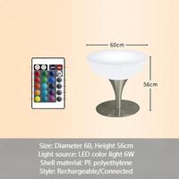 Vente chaude Multicolore Lumineux En Métal Haute Jambe Table Ronde Bar Table Extérieure Étanche En Plastique Table