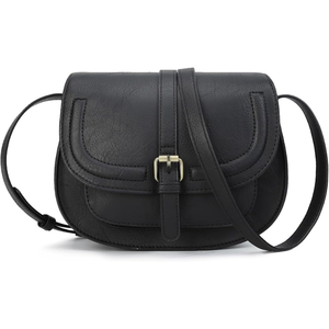 Minimalist Genuine Leather <b>Crossbody</b> <b>Bag</b> Black Buckle Closure All Seasons Women's <b>Mini</b> <b>Bag</b> - Product Image 1