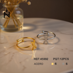 Anello X in Acciaio Inossidabile Angelina, Oro e Argento, 6mm, Gioiello Unisex con Lettera, Regalo - Product Image 4