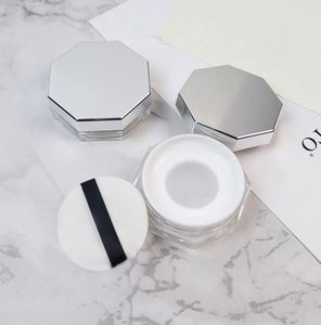 Ensemble de boîtes à poudre en maille élastique portables et personnalisables, avec miroir octogonal argenté, sous-emballage pour maquillage et poudre corporelle en plastique - Product Image 3