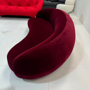 Canapé d'angle incurvé en tissu velours de style minimaliste moderne, canapé moelleux pour salon - Product Image 4