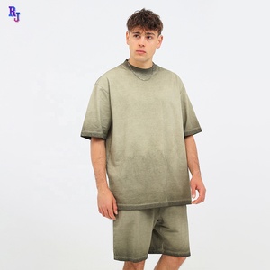 Style de rue populaire 250GSM poids lourd rétro lavé T-Shirts à manches courtes T-shirt unisexe surdimensionné T-shirts Sun Faded T-shirt - Product Image 3