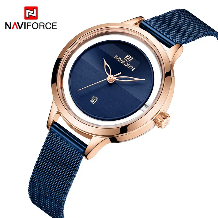 Naviforce 5014 Women Dress Watches Luxury Brand Ladies Quartz Watch Stainless Steel Mesh Band Casual Bracelet Wristwatch reloj