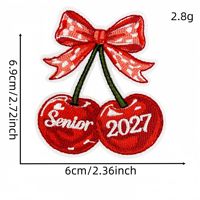 En gros, Écussons thermocollants brodés pour la promotion 2027, Appliques chapeau de diplômé et bus cerise pour vêtements, sacs et décoration DIY