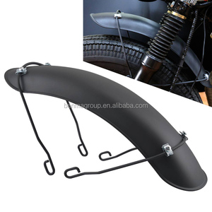 Guardabarros Delantero Universal para Motocicleta Cafe Racer Negro/Cromado para Ruedas Delanteras de 16, 17 y 18 Pulgadas - Product Image 2