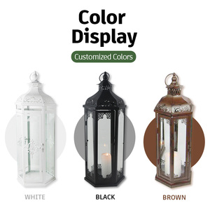 Moroccan <strong>lantern</strong> set of 3 metal <strong>lantern</strong> <strong>White</strong> garden decoration wedding candle for home and decoration fyd glass - Product Image 6