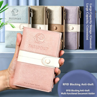 Dompet Passport Kulit PU Berkualitas Tinggi Anti RFID dengan Kancing untuk Tempat Kartu Kredit & Kartu Identitas, Tersedia