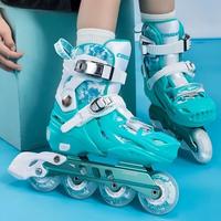 Patins à roulettes pour enfants garçons et filles, ajustables, pour débutants, avec coque en tissu PU véritable et roues en TPR, professionnels à une rangée