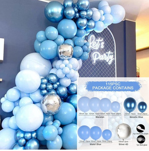 Ensemble de ballons d'anniversaire pour fête prénatale, décorations de fête, <span class=keywords><strong>arche</strong></span> ronde en métal <span class=keywords><strong>pastel</strong></span> <span class=keywords><strong>bleu</strong></span> foncé - Product Image 4