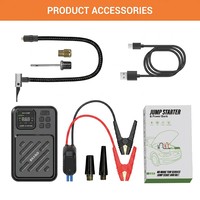 Démarreur de voiture Boltpower 1000A avec compresseur d'air, 10400mAh, booster de batterie portable 4-en-1, gonfleur de pneus, batterie externe