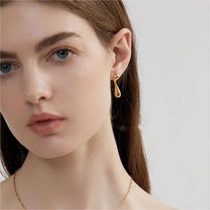 Ins Style <b>Titanium</b> Steel Asymmetrical Lava Drop Earrings 18K Gold European American Design <b>Stud</b> Earrings High End Jewelry - Product Image 3