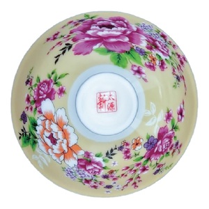 ชุดถ้วยน้ำชาเซรามิกรูปดอกโบตั๋นนำโชค (สีเบจ) สินค้าใหม่2ชิ้นชุด - Product Image 2