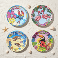 Personalisierte Plastikteller mit Logo, PuntaCana, Griechenland, Teneriffa, Lanzarote, Art-Deco-Stil, handgefertigtes Souvenir, magnetischer Kühlschrankmagnet