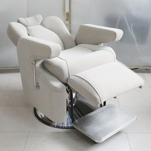 Sillón de Barbería Hidráulico de Cuero PU Gris, Reclinable, Giratorio 360 Grados, Reposapiés Ajustable, Mueble de Salón Moderno - Product Image 4