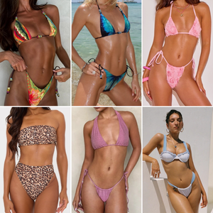 Conjunto <span class=keywords><strong>de</strong></span> Bikini <span class=keywords><strong>de</strong></span> <span class=keywords><strong>Dos</strong></span> <span class=keywords><strong>Piezas</strong></span> para Mujer, Diseño Verano 2026, Corte Regular, Tejido <span class=keywords><strong>de</strong></span> Materiales Mixtos, Cuello Halter, Venta al Por Mayor, Moda <span class=keywords><strong>de</strong></span> Playa - Product Image 1