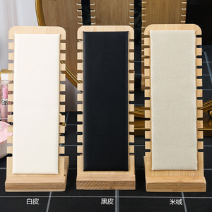 Bán Buôn Đồ trang sức chuyên nghiệp chủ trang sức hiển thị giá cổ da nhung bằng gỗ Vòng cổ hiển thị đứng cho cửa hàng - Product Image 3