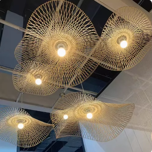 <span class=keywords><strong>Suspension</strong></span> en paille de bambou à la mode Salon de style japonais Wabi-Sabi LED 2700K Lumière suspendue blanche chaude - Product Image 1