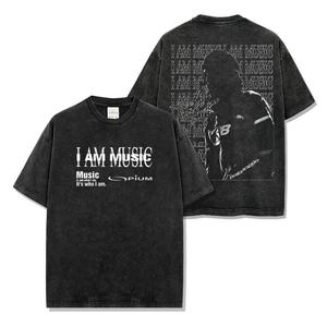 Camisetas de Manga Corta para Hombre, Estilo Vintage, Tejido de Punto Holgado, Lavado Ácido, Impresión de Alta Calidad, para Verano - Product Image 1