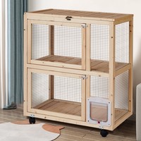 Poulie et cage à chat respirante pour chats Grand parc en bois détachable pour intérieur et extérieur