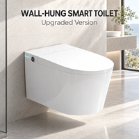WC intelligent mural avec couvercle automatique, réservoir encastré, bidet, siège chauffant, sécheur à air chaud et télécommande
