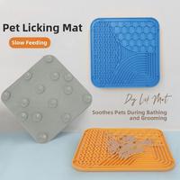 Bol portable écologique en silicone pour chiens et chats, avec base à ventouse, étanche, carré, pour usage intérieur/extérieur