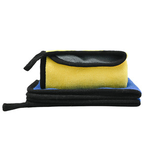 Serviette de lavage de voiture en microfibre 40x60cm, absorbante, double face, pour le nettoyage de la voiture, jaune - Product Image 2