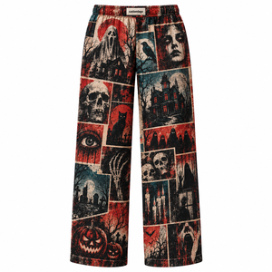 <span class=keywords><strong>Pantaloni</strong></span> Larghi Stampati Personalizzati da Donna a Vita Alta, Casual e Comodi, con Stampa Leopardata, a Quadri, Zebra, per Halloween, Stile Streetwear - Product Image 3