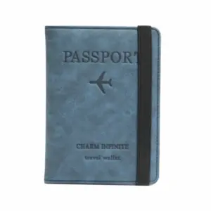 Toptan özel Logo lüks seyahat manyetik kadın erkek temizle pencere ile RFID cüzdan Pu deri pasaport kapakları