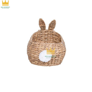 Eco-Friendly Natural Water Hyacinth Kids Rabbit Shape <b>Laundry</b> <b>Basket</b> Toy Storage Solution For Kids Bedroom Organization - Product Image 2