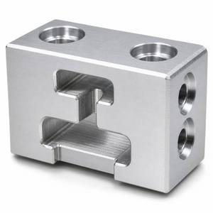 Bloc de serrage en aluminium usiné CNC à rainures en T, avec trous fraisé progressif, anodisé argenté, pour fixation de gabarit modulaire - Product Image 1