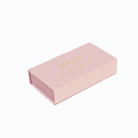 Boîte d'emballage rigide magnétique rose haut de gamme faite à la main, forme rectangulaire, logo personnalisé, revêtement UV quadricolore, boîtes cadeaux