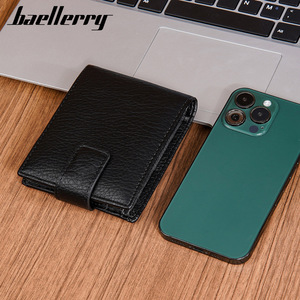 กระเป๋าสตางค์ผู้ชายแบบสั้น Baellerry สีดำกาแฟ ลายลิ้นจี่ ตัวล็อคแม่เหล็ก ช่องใส่บัตรหลายช่อง ใช้ได้ทุกวัน - Product Image 3