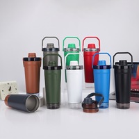 Bouteille shaker en acier inoxydable de 20 oz, isolée sous vide, tasse shaker pour protéines, bouteille d'eau anti-fuite avec poignée pour la salle de sport et la remise en forme